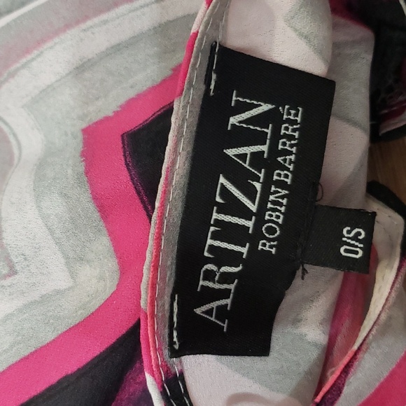 (OS) ARTIZAN Robert Barré Geometric Colorful Print Poncho Style Top Flowy - Picture 3 of 6